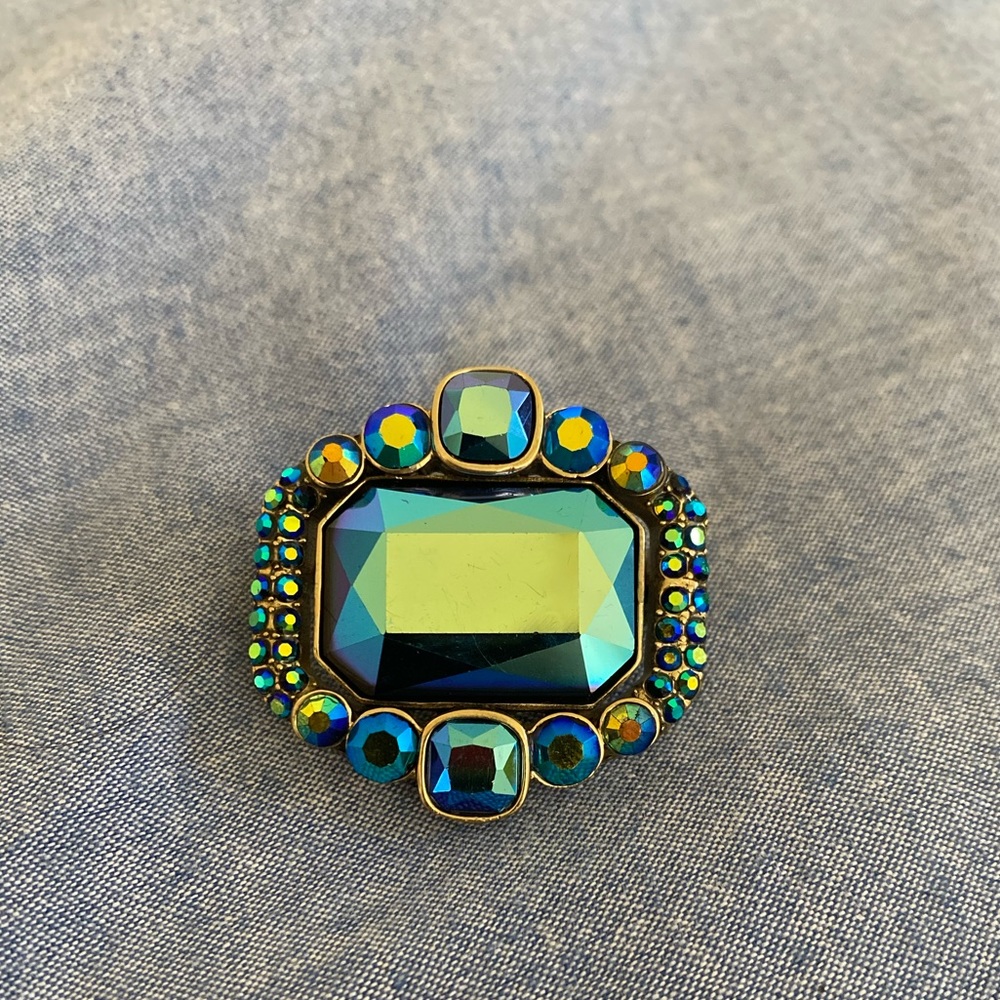 Heidi Daus Iridescent Aurora Rhinestone Gold tone Brooch